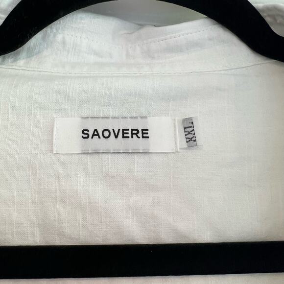 Saovere Women's Longsleeve White Button Down Cotton Linen Size XXL - Picture 4 of 8
